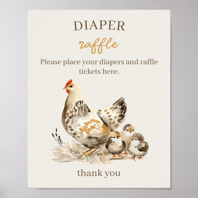 Farmhouse Hen Diaper Raffle Poster (Front)