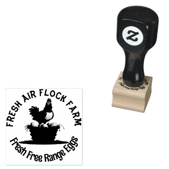 Farmhouse Hen Personalised Egg Rubber Stamp (Stamped)