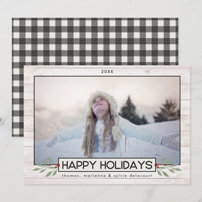 Farmhouse Holiday | Black & White Buffalo Check Card (Front/Back)
