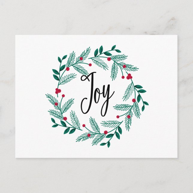 FARMHOUSE HOLIDAY WREATH HAND LETTERED POSTCARD (Front)