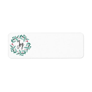 FARMHOUSE HOLIDAY WREATH HAND LETTERED RETURN ADDRESS LABEL