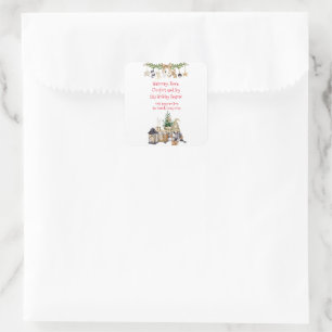 Farmhouse Hygge, Joy, Peace, Harmony Holiday Square Sticker