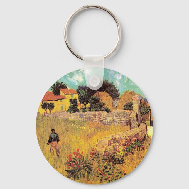 Farmhouse in Provence by Vincent van Gogh Key Ring (Front)