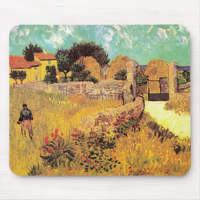 Farmhouse in Provence by Vincent van Gogh Mouse Pad (Front)