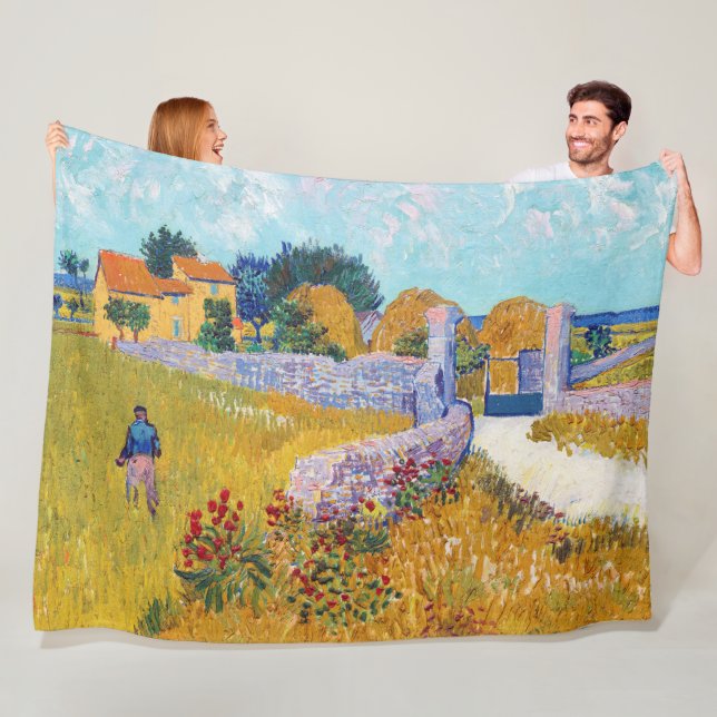 Farmhouse in Provence, Van Gogh Fleece Blanket (In Situ)