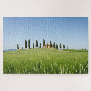 Farmhouse in Tuscany with cypresses and wheat Jigsaw Puzzle