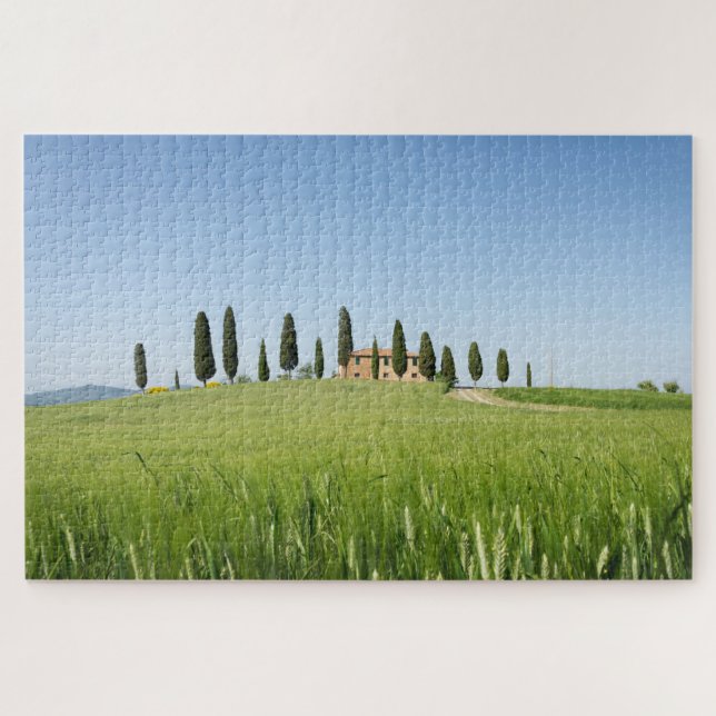 Farmhouse in Tuscany with cypresses and wheat Jigsaw Puzzle (Horizontal)