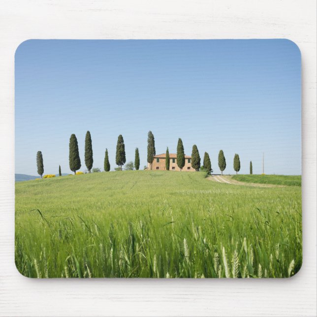 Farmhouse in Tuscany with cypresses mousepad (Front)