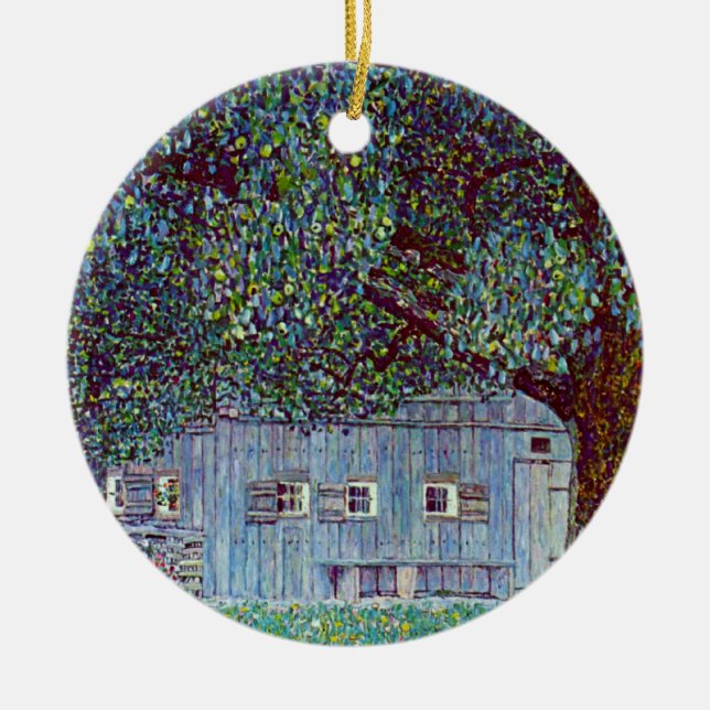 Farmhouse in Upper Austria by Gustav Klimt Ceramic Ornament (Front)