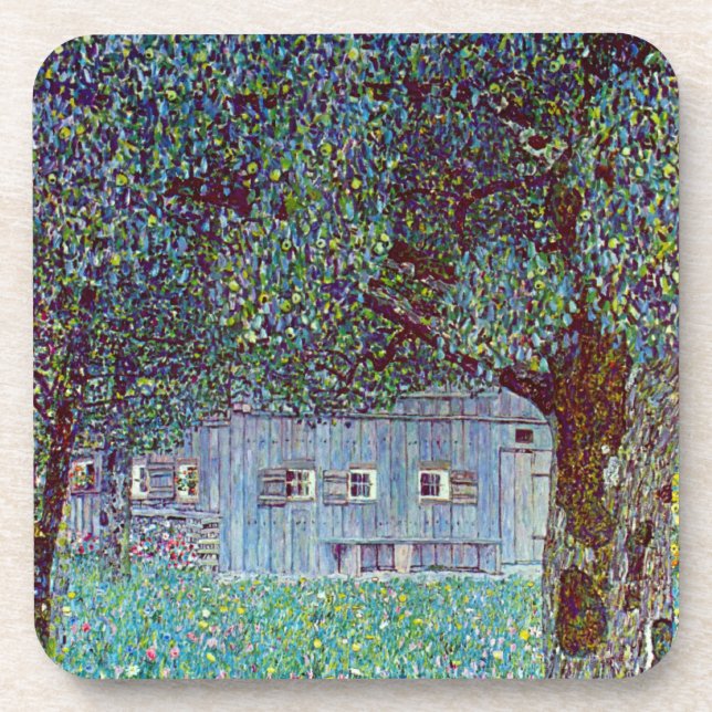 Farmhouse in Upper Austria by Gustav Klimt Coaster (Front)