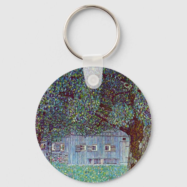Farmhouse in Upper Austria by Gustav Klimt Key Ring (Front)