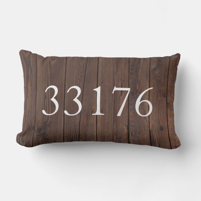 Farmhouse Just Married Zip Code Outdoor Lumbar Cushion (Front)
