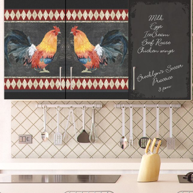 Farmhouse Kitchen Rooster Red Gold Black Decoupage Tissue Paper (Creator Uploaded)