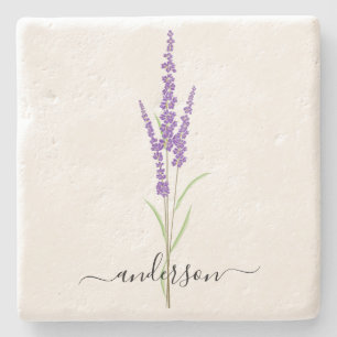 Farmhouse Lavender Rustic Stone Coaster