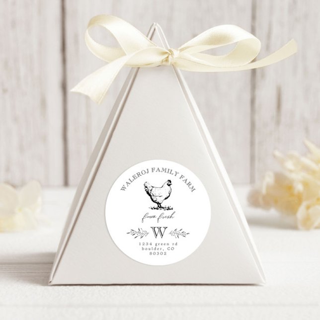 Farmhouse Modern Chicken Farm Classic Round Sticker (Creator Uploaded)