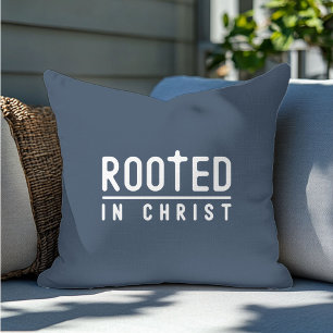 Farmhouse navy blue Christian Throw Pillow
