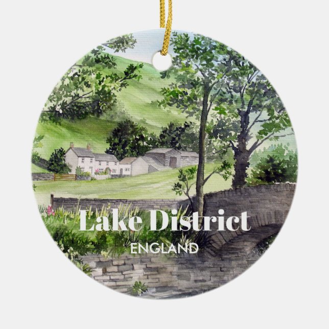 Farmhouse near Thirlmere, Lake District, England Ceramic Ornament (Front)