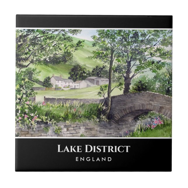 Farmhouse near Thirlmere Lake District England Ceramic Tile (Front)