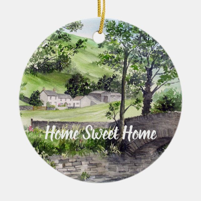 Farmhouse near Thirlmere, Lake District, England Ceramic Tree Decoration (Front)