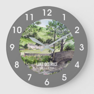 Farmhouse near Thirlmere, Lake District, England Large Clock