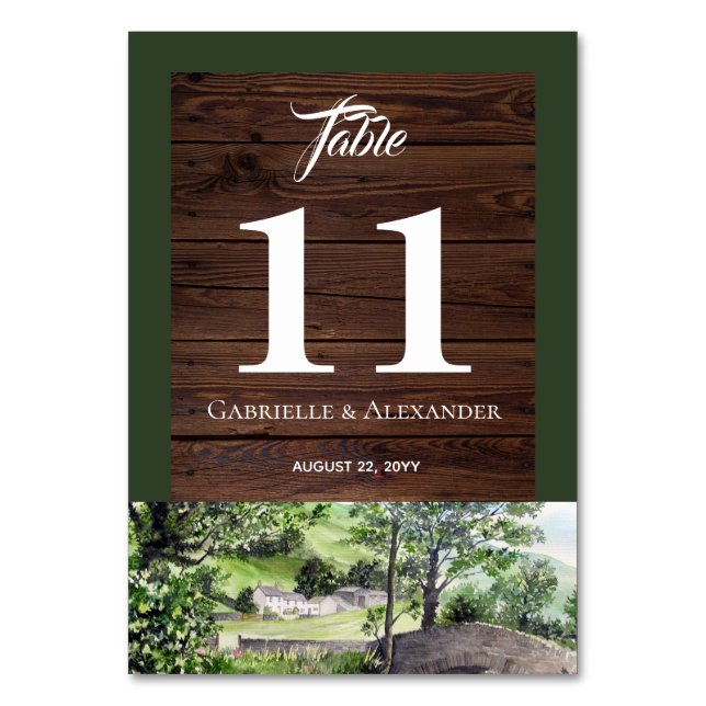Farmhouse near Thirlmere Wedding Table Number (Front)