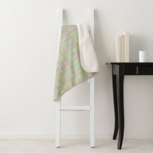 Farmhouse Neutral Sage Plaid Sherpa Blanket