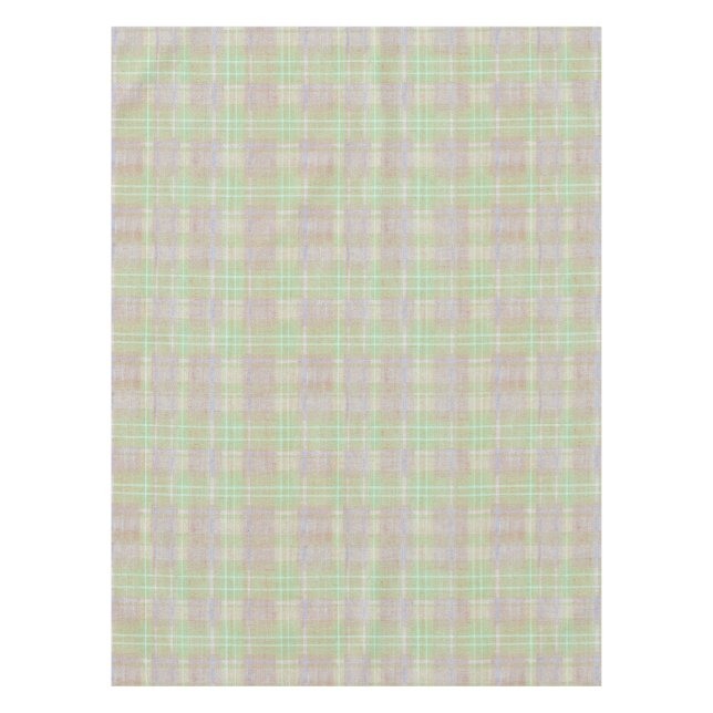 Farmhouse Neutral Sage Plaid Tablecloth (Front)