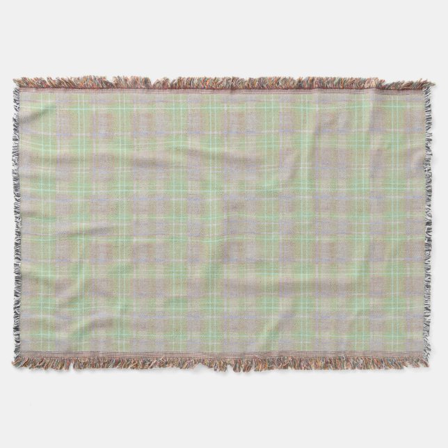 Farmhouse Neutral Sage Plaid Throw Blanket (Front)