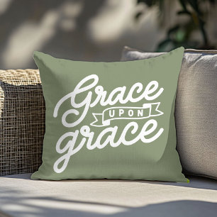 Farmhouse Olive Green Grace Christian Throw Pillow