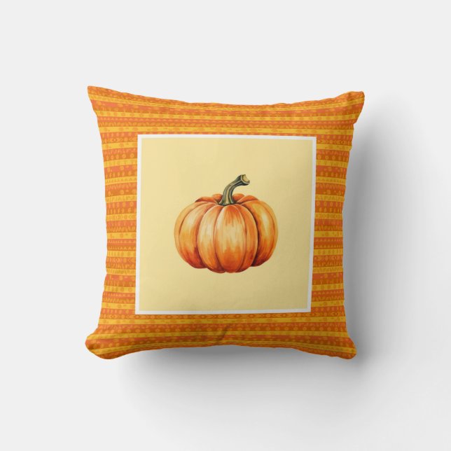 Farmhouse Orange Pumpkin Cosy Fall Accent Cushion (Front)