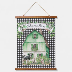 Farmhouse   Personalized Green Barn Hanging Tapestry