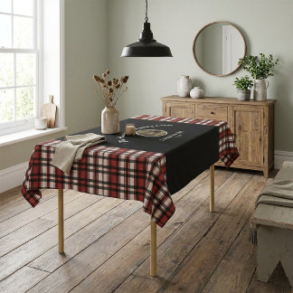 Farmhouse Photo Black Red Buffalo Plaid Custom Tablecloth