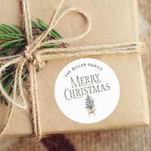 Farmhouse Pine Christmas Tree Gifts Classic Round Sticker