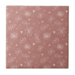 Farmhouse Pink Mauve Floral Ceramic Tile<br><div class="desc">Sweet hand drawn white flowers and leaves on a country pink/mauve farmhouse background.  100% customer satisfaction with "Zazzle" every day.</div>