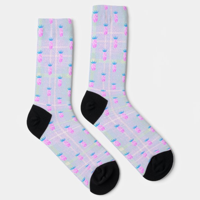 Farmhouse Pink Pineapples Socks (Right)
