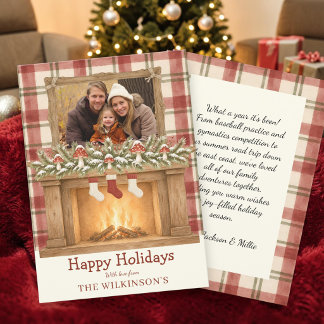 Farmhouse Plaid Family Photo Holiday Card