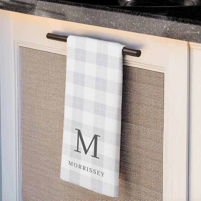 Farmhouse Plaid Monogram & Name Tea Towel (Creator Uploaded)