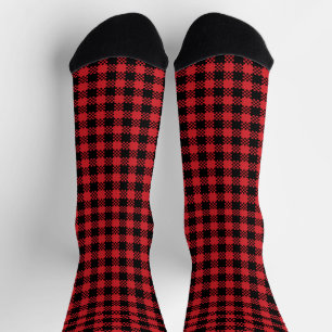 Farmhouse plaid red black rustic buffalo pattern socks