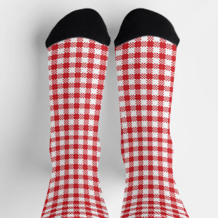 Farmhouse plaid red white rustic buffalo pattern socks