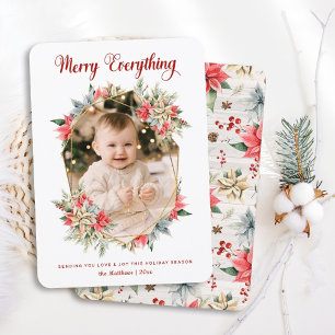 Farmhouse Poinsettia Merry Everything Gem Photo Holiday Card