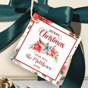 Farmhouse Poinsettia Rustic Christmas Gift Tags