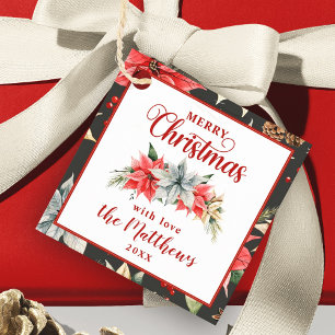 Farmhouse Poinsettia Rustic Christmas Gift Tags