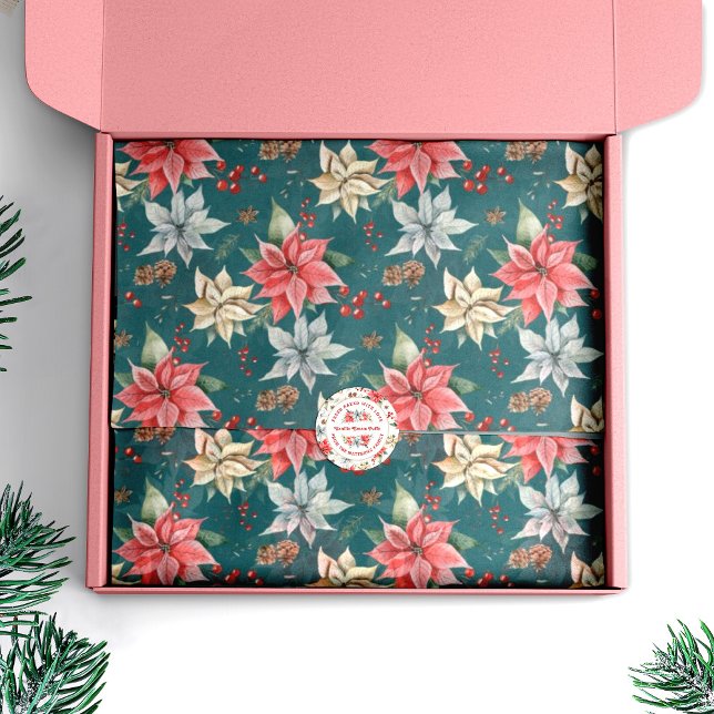 Farmhouse Poinsettia Watercolor Winter Foliage Tis Tissue Paper (Creator Uploaded)
