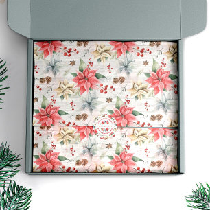 Farmhouse Poinsettia Wood & Winter Foliage Tissue Paper