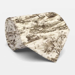 Farmhouse Pumpkin Harvest Countryside Toile (2) Tie