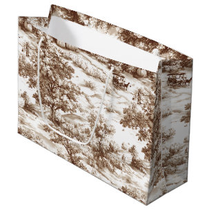 Farmhouse Pumpkin Harvest Countryside Toile (7) Large Gift Bag