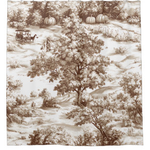 Farmhouse Pumpkin Harvest Countryside Toile (7) Shower Curtain