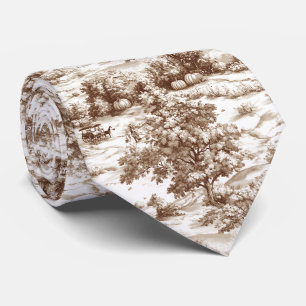 Farmhouse Pumpkin Harvest Countryside Toile (7) Tie