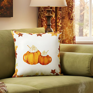 Farmhouse Pumpkin Mug Fall Cozy Accent Cushion