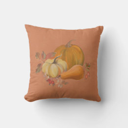 Farmhouse Pumpkin Throw Pillow (in burnt orange)